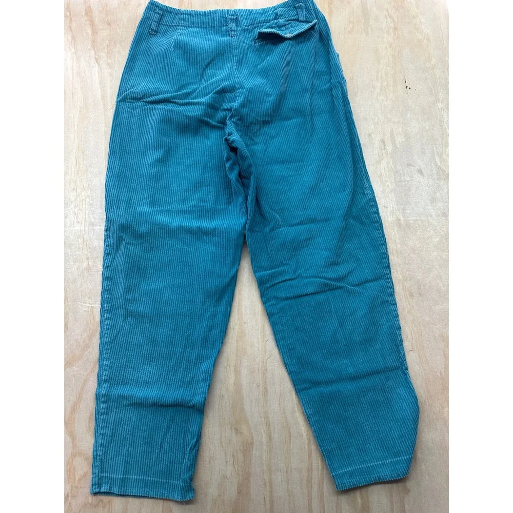 80's Hunters‎ Glen VTG Teal Blue Corduroy Pleated Pants High Rise Petite 11/12